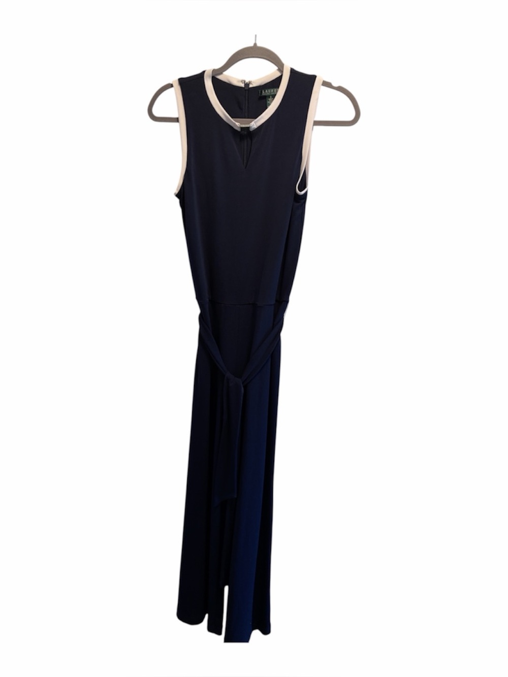 Ralph Lauren Navy Maxi Dress with White Trim